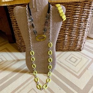 Lia Sophia Yellow Jewelry - Bunch of Yellow Jewelry - 2 Necklaces & 1 Bracelet